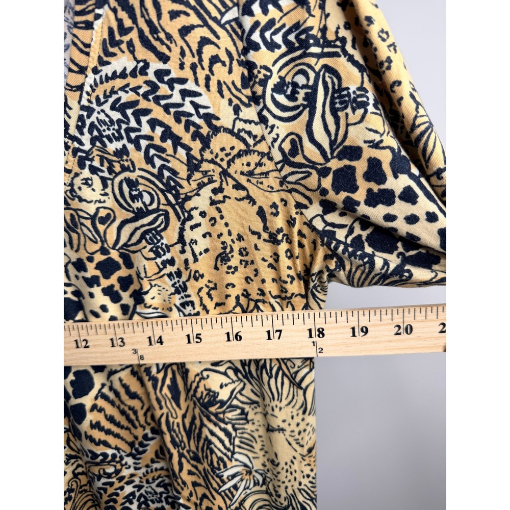 Lilly Pulitzer Hear Me Roar Animal Print Cotton V-Neck Dress Tan Black Medium - Picture 4 of 7